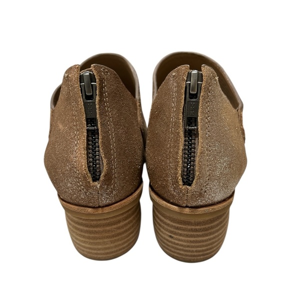 SOFFT Carleigh Metallic Tan Leather Peep Toe Block Heel Shootie Sandals - 8 - Picture 4 of 11